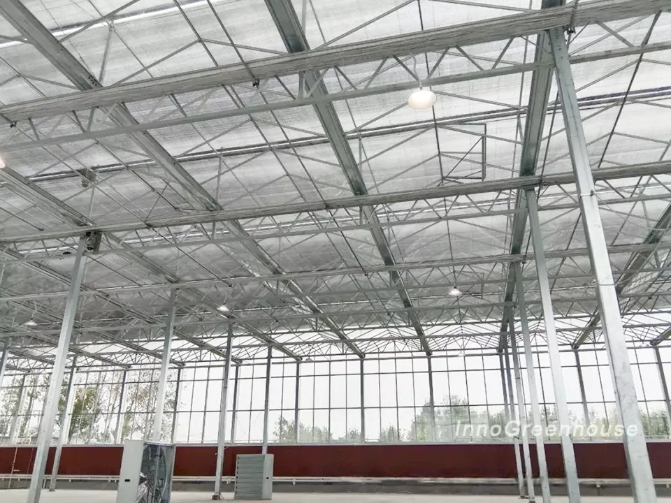 Interior view of the glass greenhouse