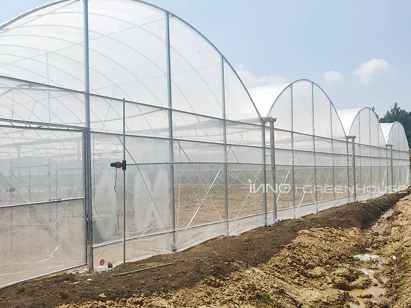 End view of the greenhouse - with an arched structure at the top